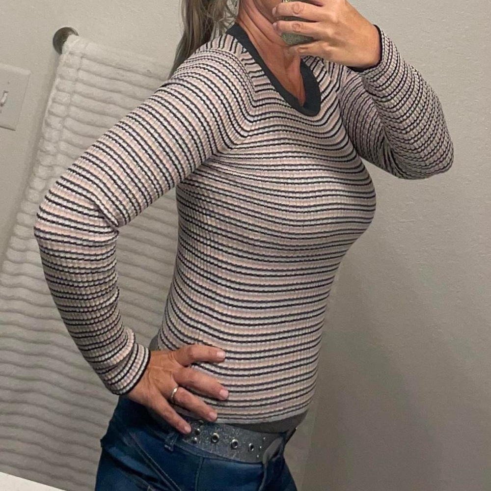 American Eagle Striped Long Sleeve Sweater
